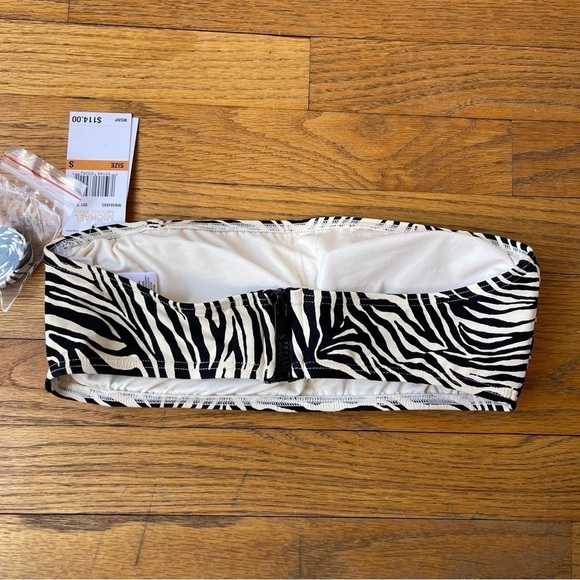 NEW Michael Kors Zebra Print Zipper Bandeau Bikini Top MM4K468S Small NWT - Picture 5 of 5